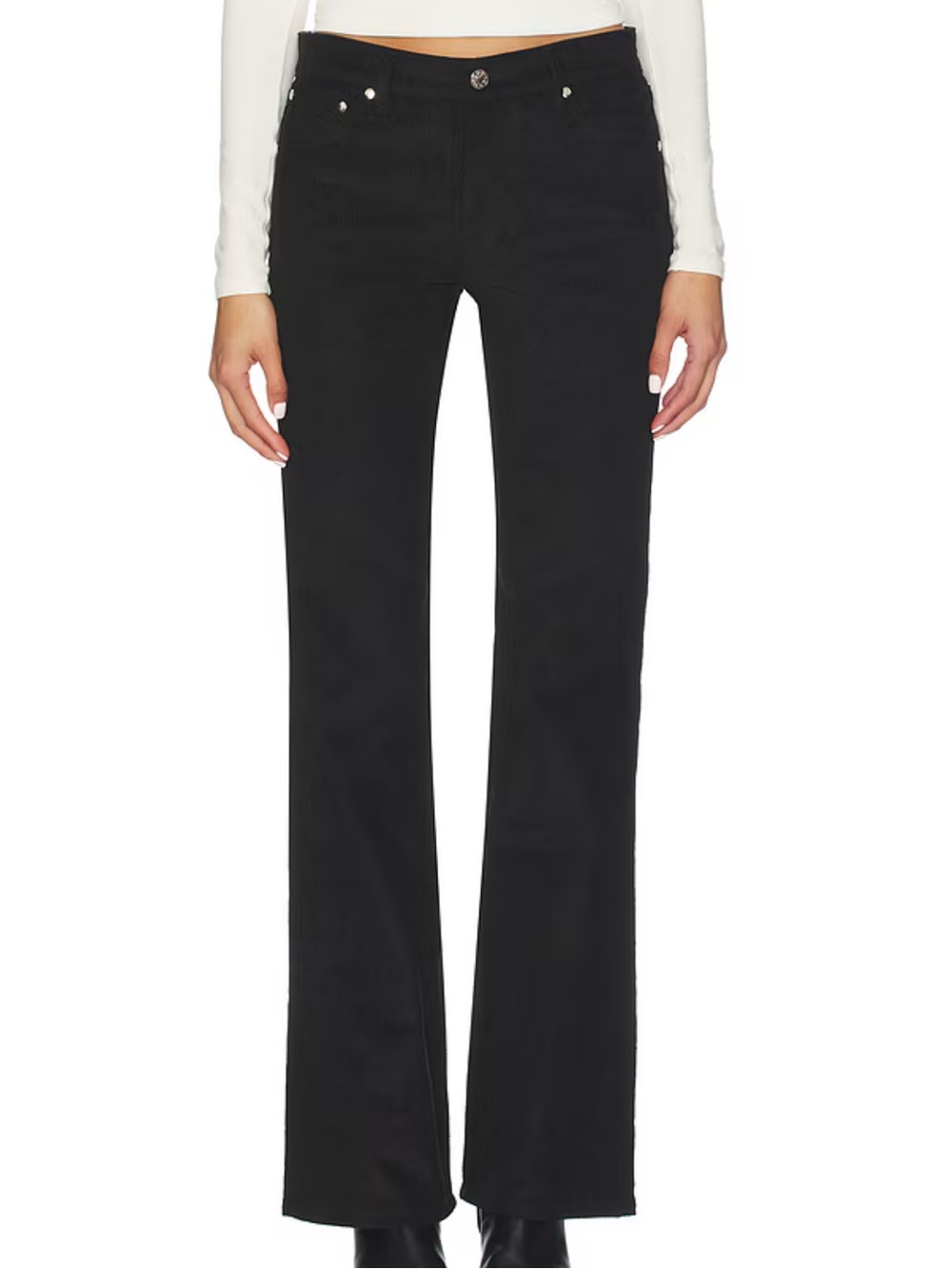 NWT EB Denim Maria Mid Rise Bootcut Cotton Pants Jeans Black Corduroy